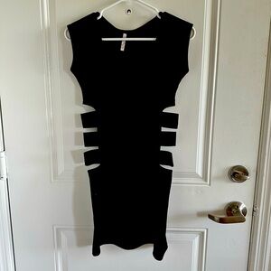Black mini dress with waist cutouts